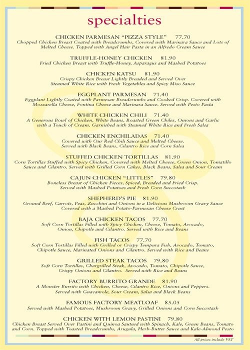 the-cheesecake-factory resturant menu