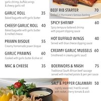 Hurricane’s Grill Dubai Mall resturant menu