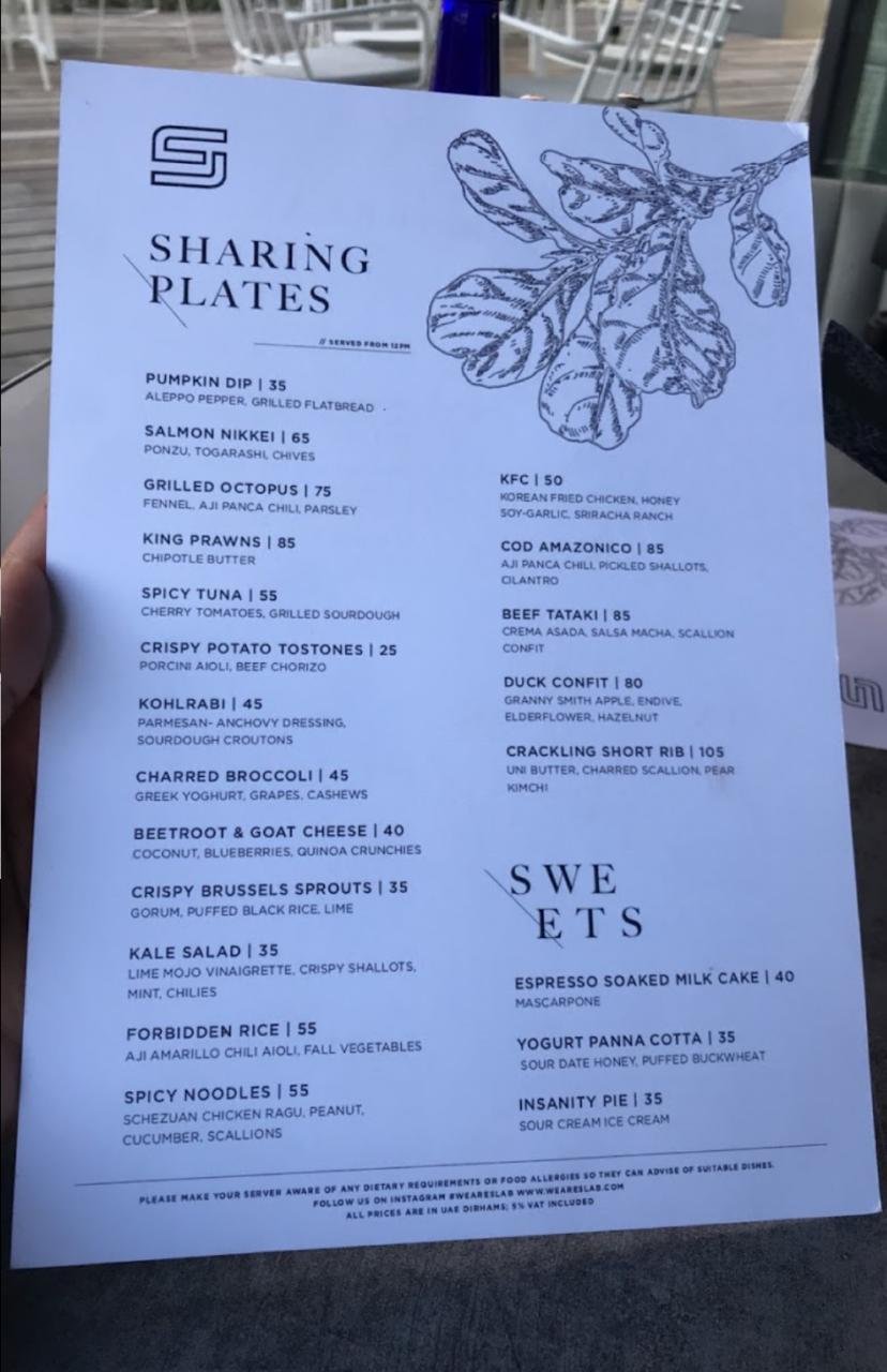 Salb resturant menu