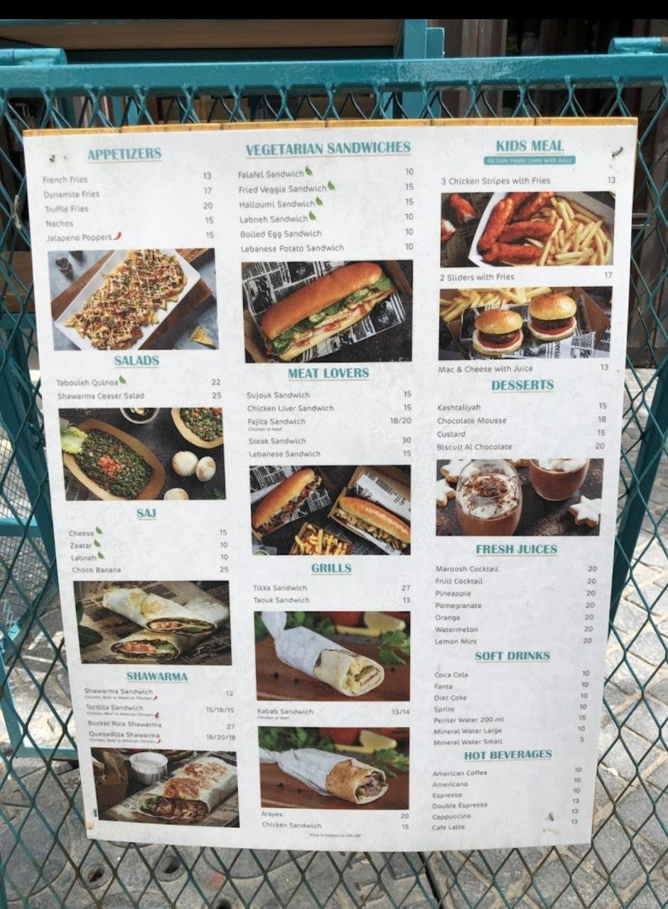 Maroosh Restaurant menu