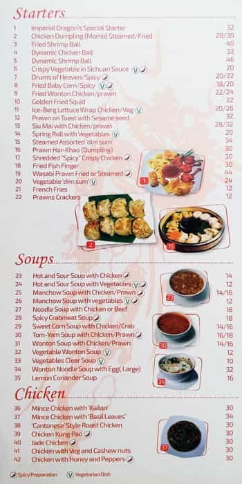 Imperial Dragon Restaurant Menu