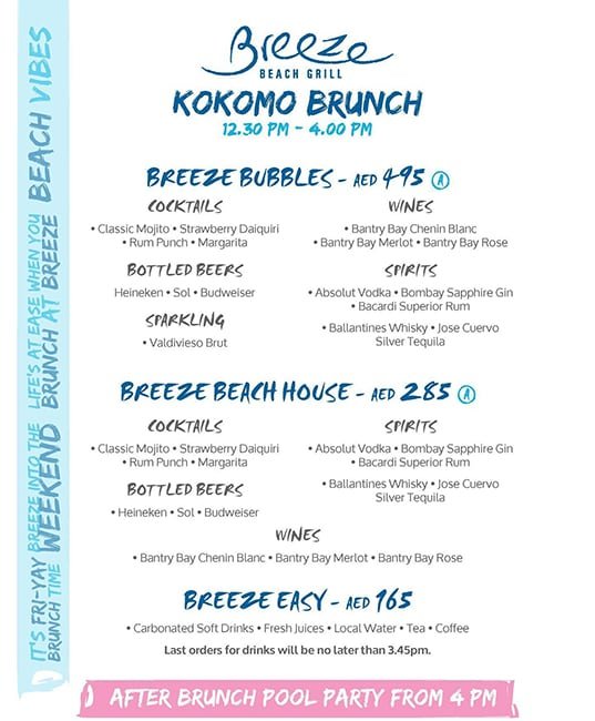 Breeze Beach Grill Menu