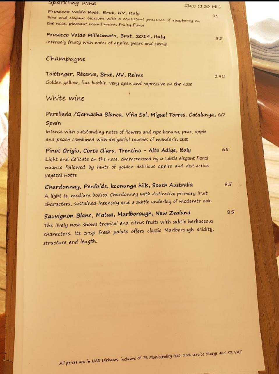 The Beach House resturant menu