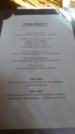 Nobu resturant menu