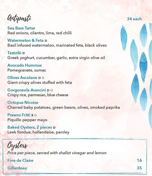 The Boardwalk resturant menu
