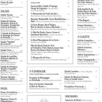 La Serre resturant menu