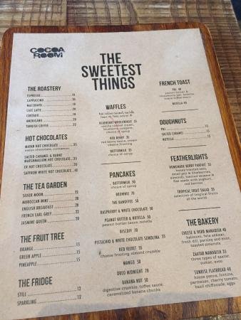cocoa Room resturant menu
