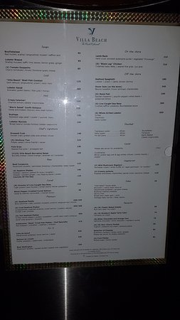 منيو Villa Beach Restaurant