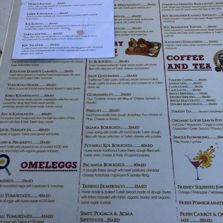 Kaftan Turkish resturant menu