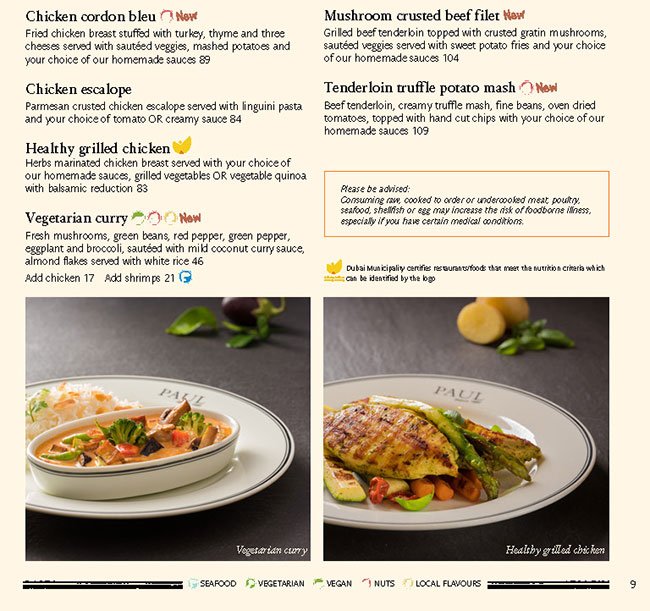 Paul resturant menu