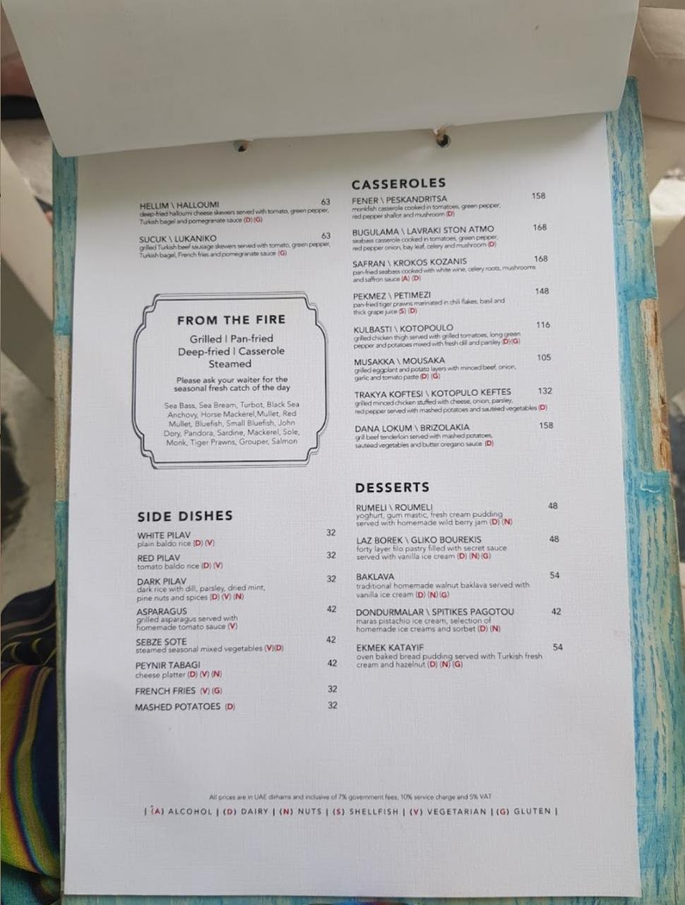 Fish Beach Taverna resturant menu