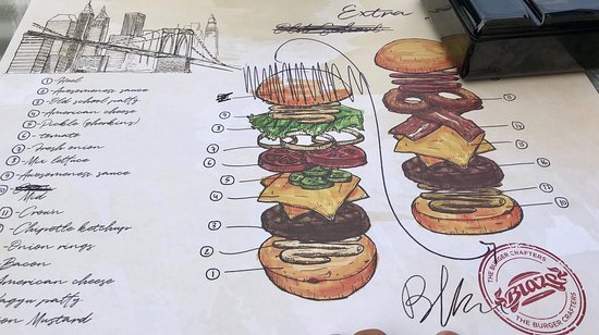 Blaze Burgers resturant menu