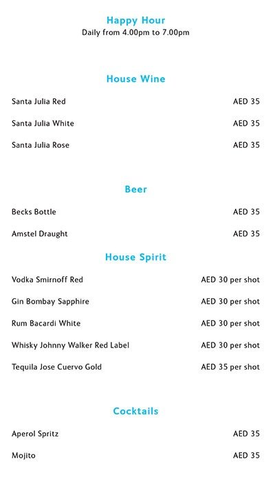 Cabana resturant menu