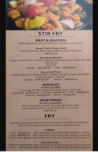 Paluto Restaurant menu