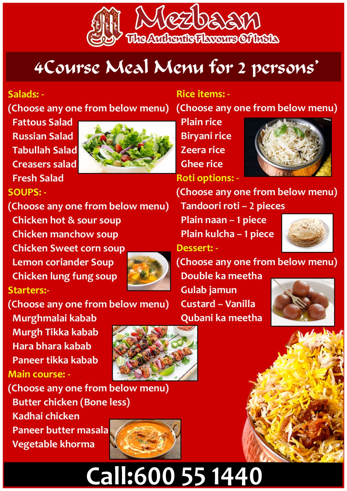 mezbaan resturant menu