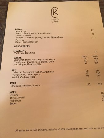 Revo cafe Menu