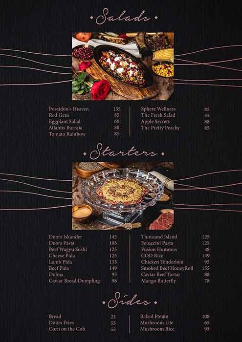 Doors Freestyle Grill resturant menu