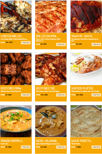 Dubai Fish Hut Restaurant menu
