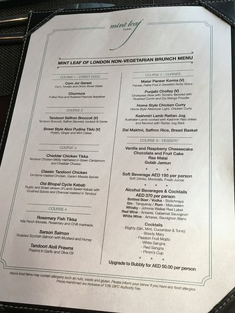 Mint Leaf of London resturant menu
