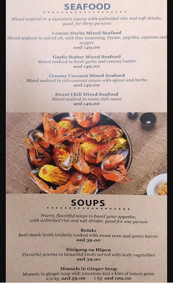 Paluto Restaurant menu