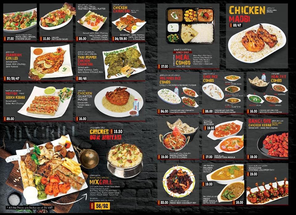 Royal Grill Restaurant menu