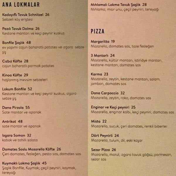 Berkan Steakhouse-menu