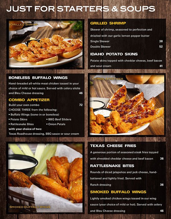 Roadhouse resturant menu