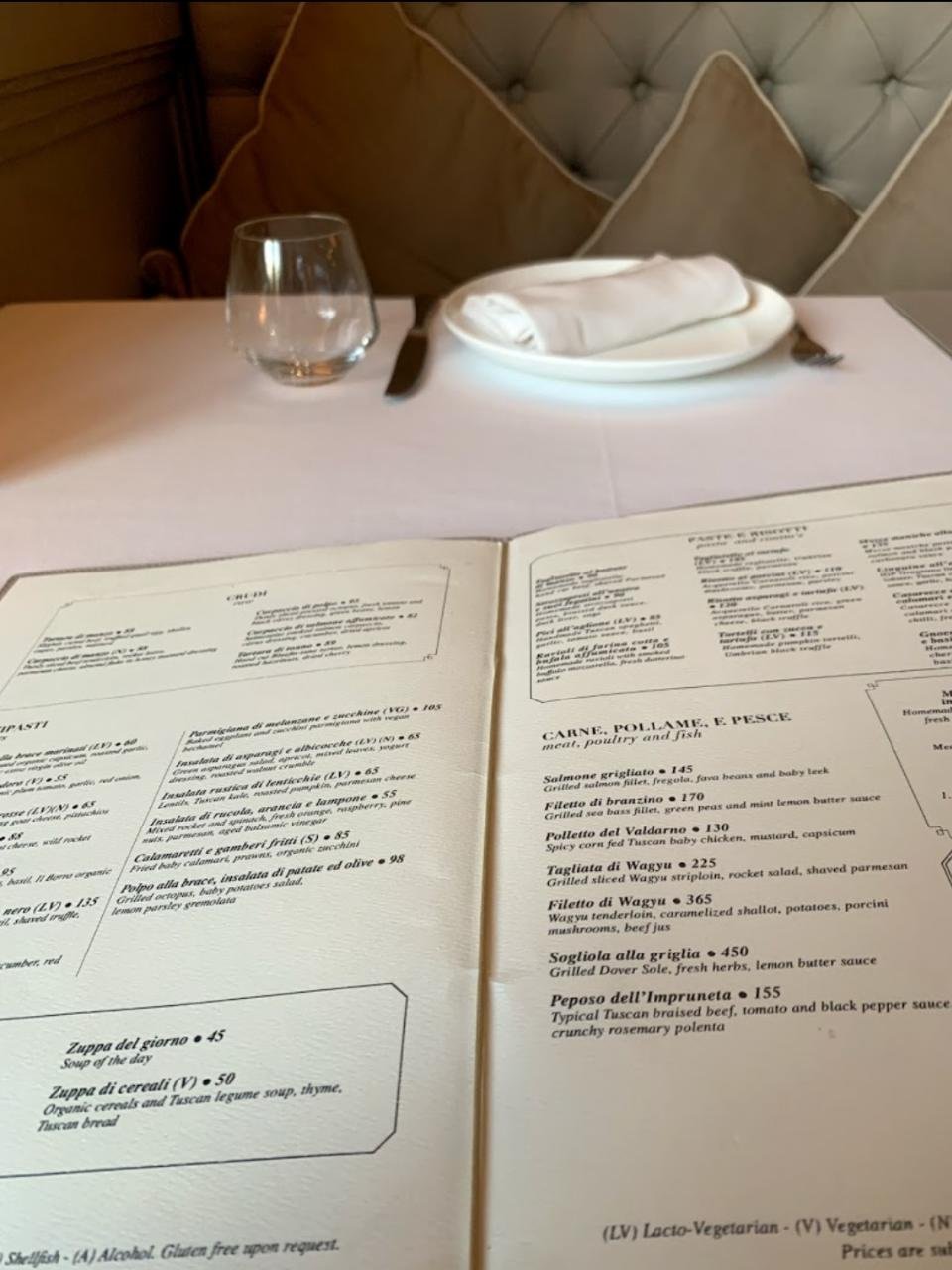 Il Borro Tuscan Bistro resturant menu