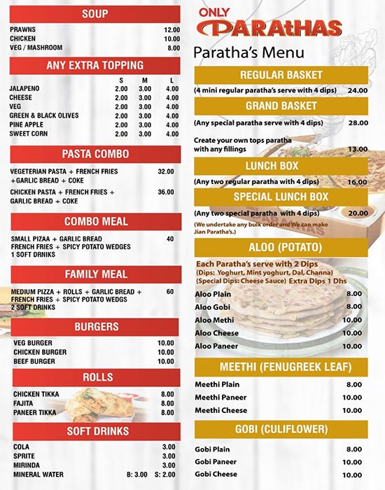 Pizza World Menu