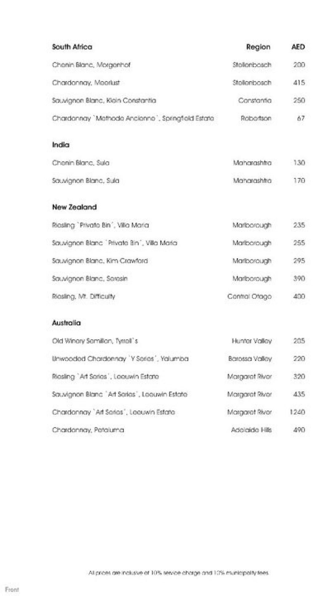 Menu of Mahec