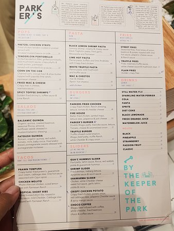 Parkers Menu