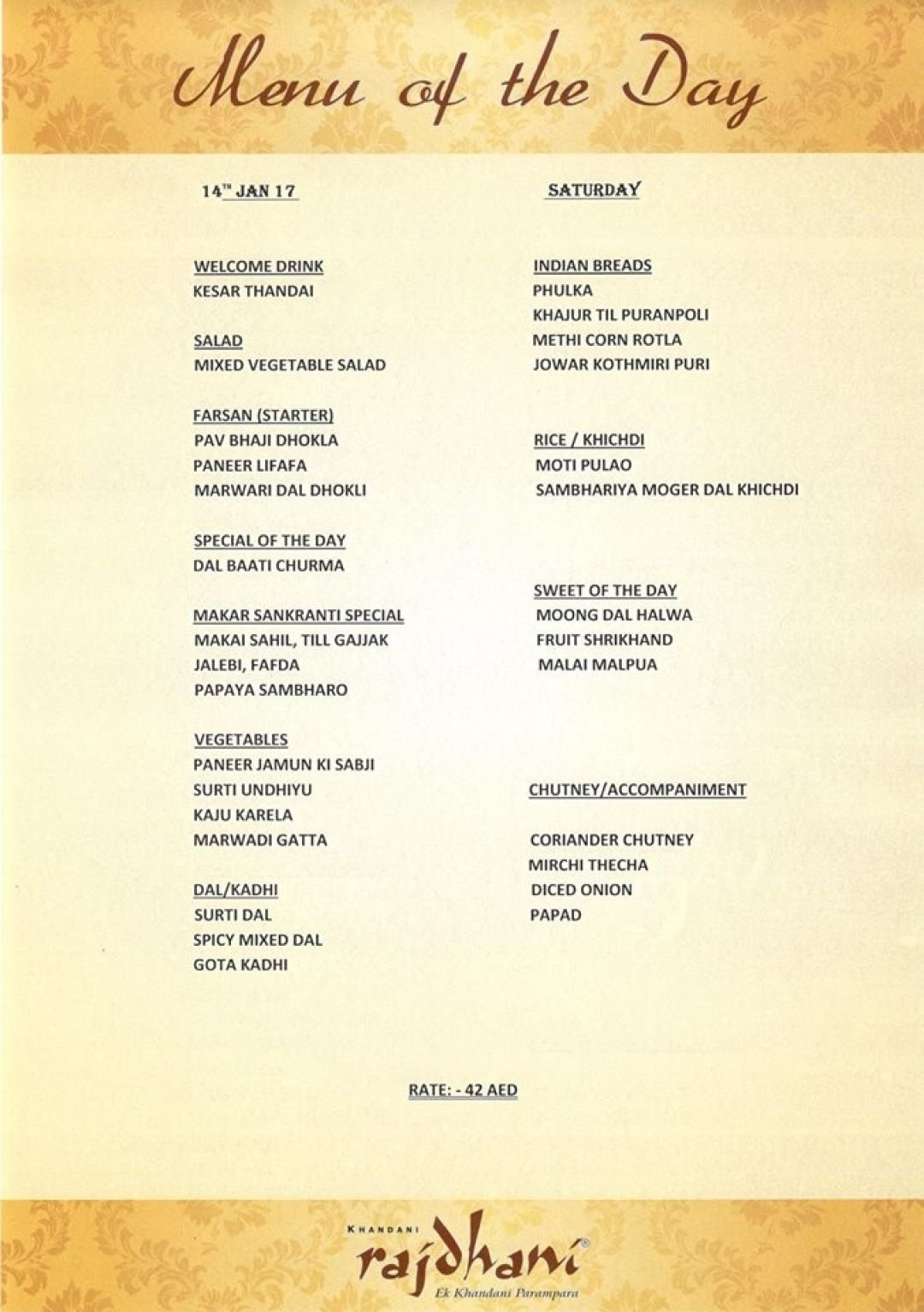 Rajdhani-Menu
