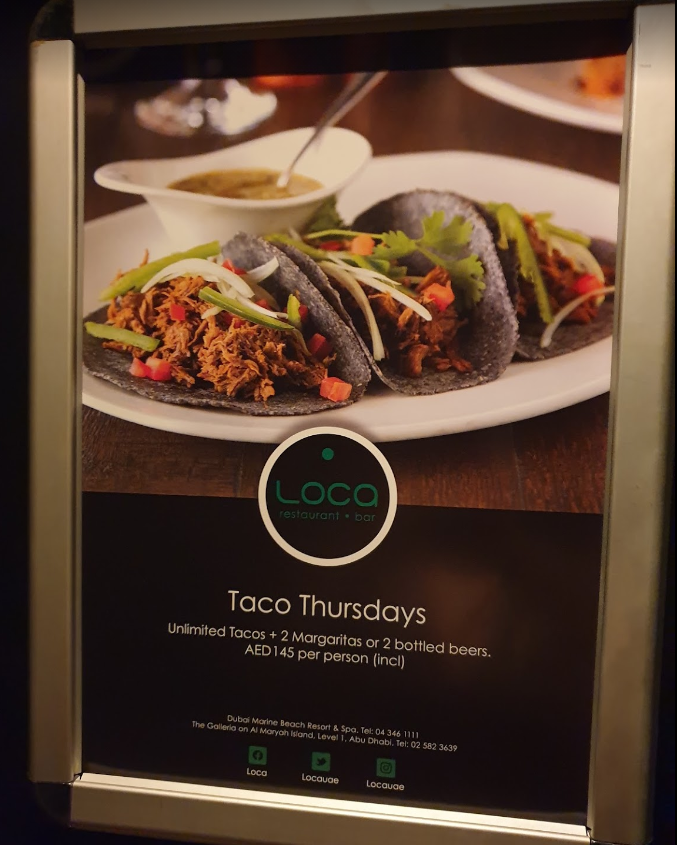 Loca Restaurant & Bar Dubai menu
