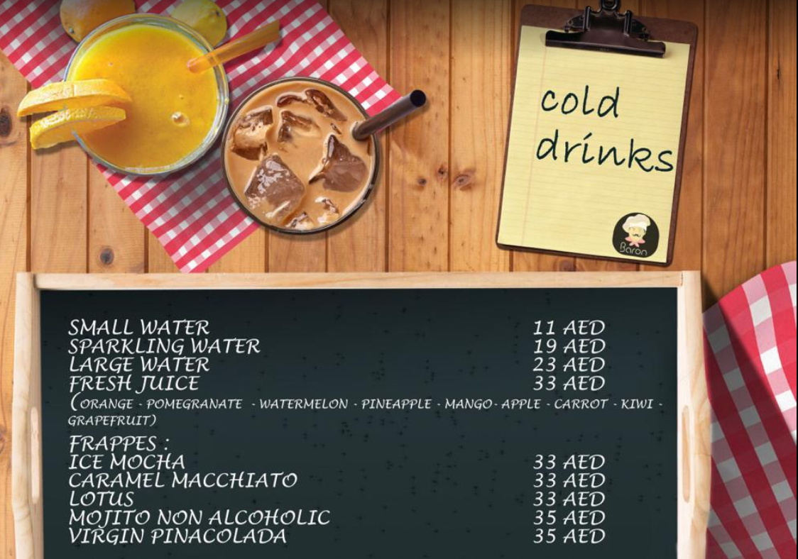 baron menu dubai