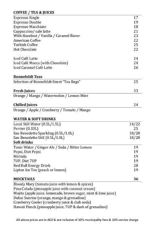 Fogueira Restaurant & Lounge Menu