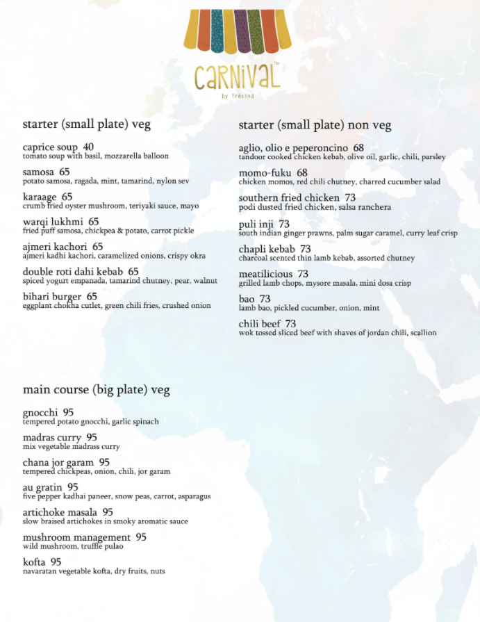 Carnival by Trèsind menu