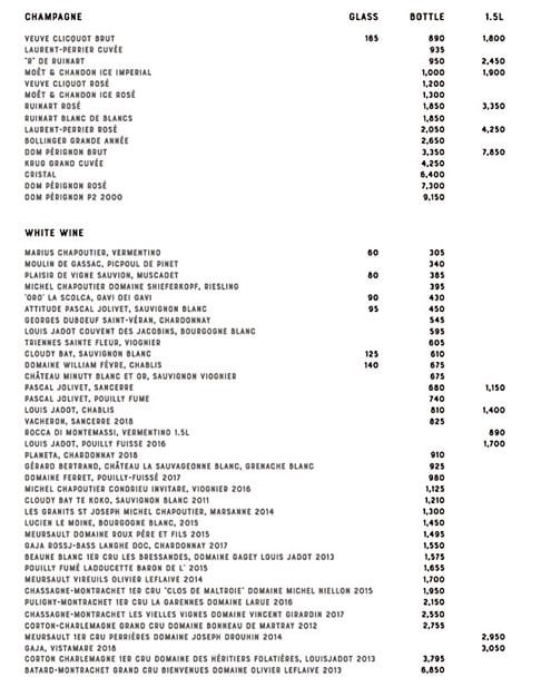 DRIFT Beach Dubai Menu