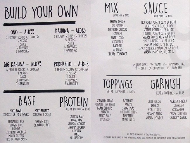 Poke and Co. Menu
