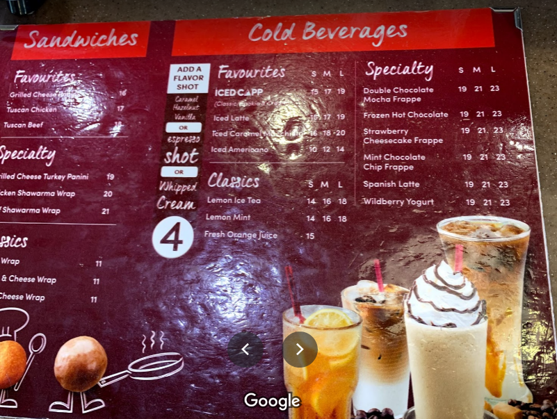 منيو Tim Hortons كافيه