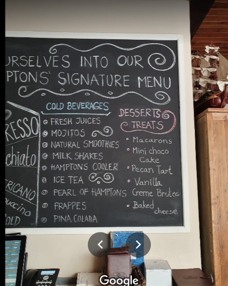منيو The Hamptons Cafe