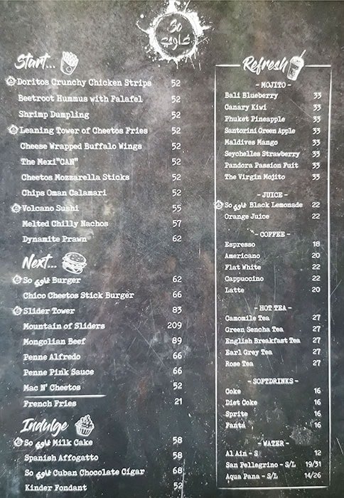 So Ghawi Menu
