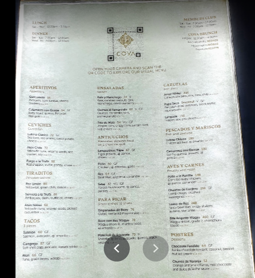 مطعم كويا COYA أبوظبي منيو