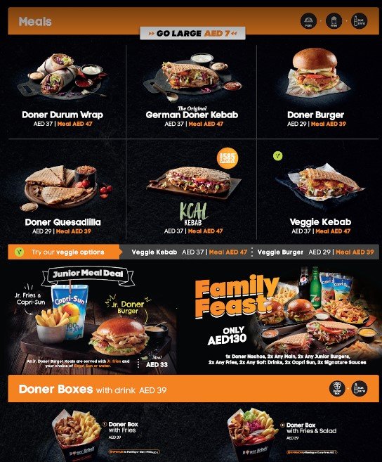 مطعم دونر كباب منيو