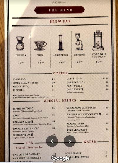 منيو Rx Coffee Apothecary & Kitchen دبي