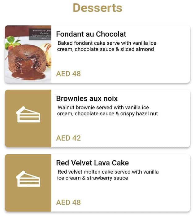 منيو  مطعم انتروكوت كافية دو باريس أبوظبي