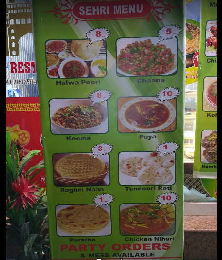 Peshawari Restaurant menu 