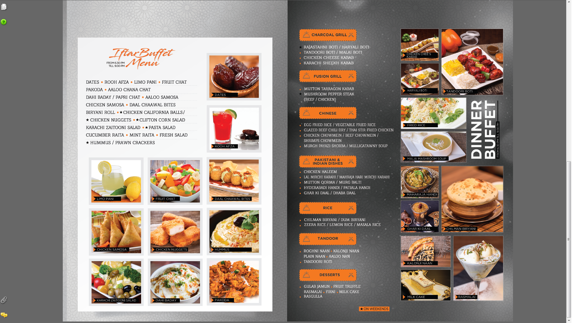Karachi Grill Restaurant menu