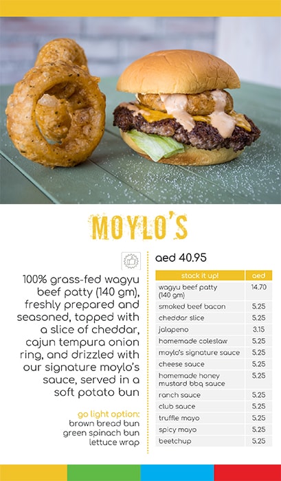 Moylos Burgers Menu
